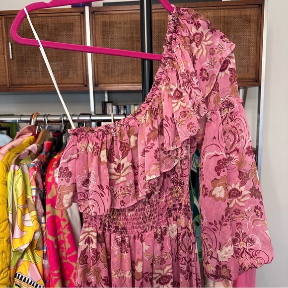 Misa Los Angeles Vola Dress in Cristobal Mirror Flora One Shoulder Ruffle Medium - Picture 4 of 9